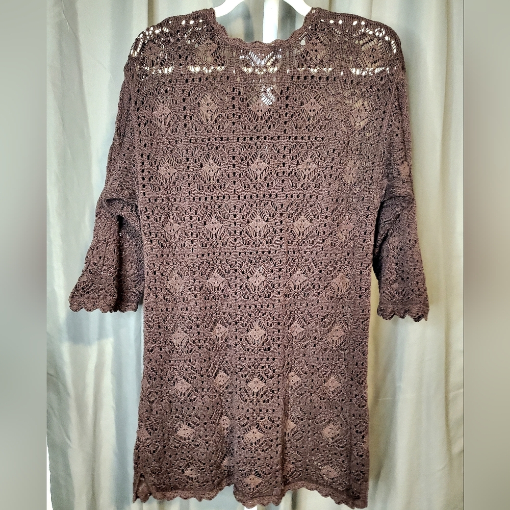 Modern Soul Chocolate Crochet Tunic View 2